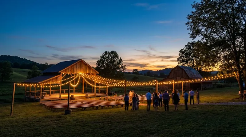 Open-air event pavilion strung with lights, How to Start a Wedding Venue in Ohio